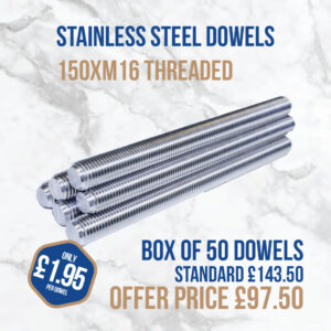 150xM16mm Box of 50 Dowels (Threaded)